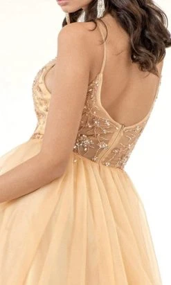 GLS By Gloria - GL2983 Embellished V Neck Mesh A-line Dress 13 GLS By Gloria - GL2983 Embellished V Neck Mesh A-line Dress