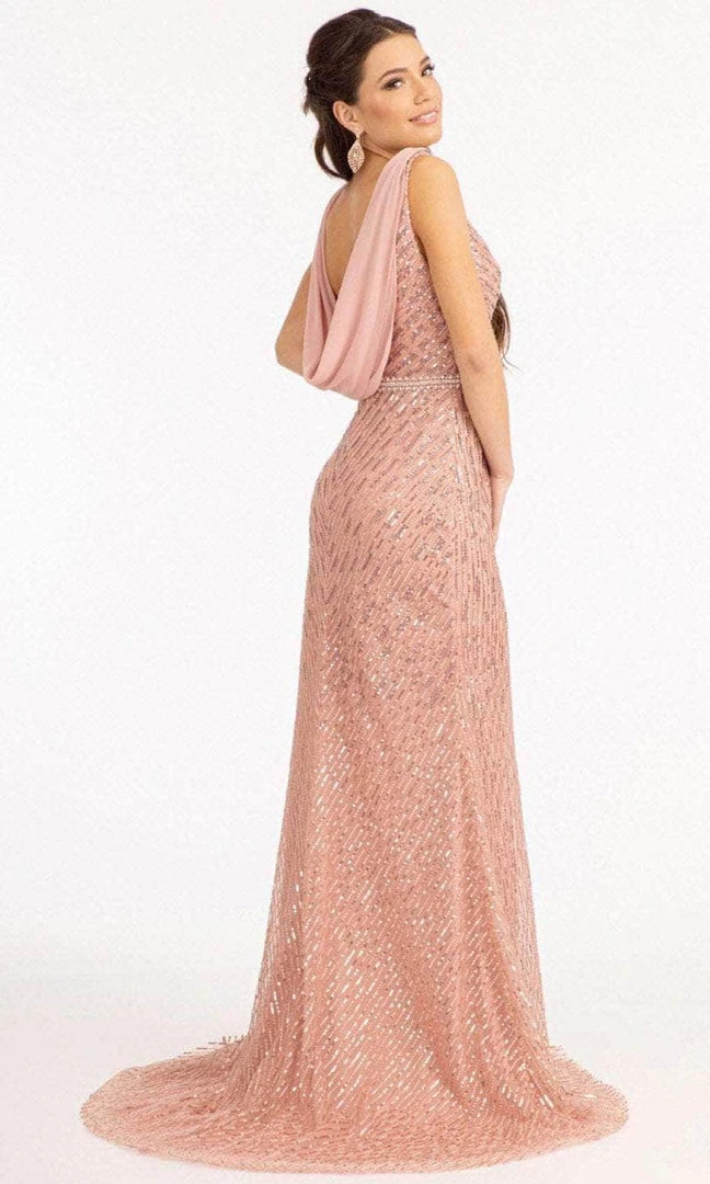 GLS By Gloria GL3008 - Cowl Back Sequin Evening Dress 8 GLS By Gloria GL3008 - Cowl Back Sequin Evening Dress