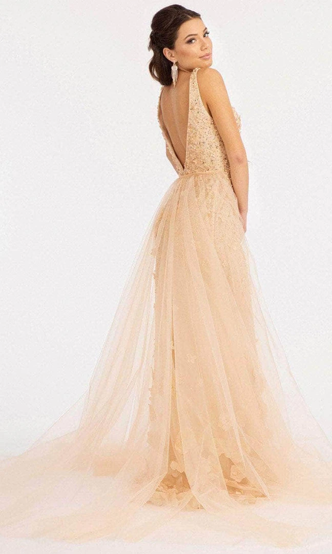 GLS By Gloria GL3011 - V-Neck Overskirt Prom Gown 4 GLS By Gloria GL3011 - V-Neck Overskirt Prom Gown