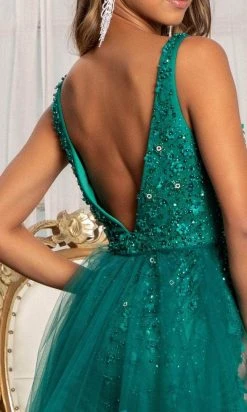 GLS By Gloria GL3011 - V-Neck Overskirt Prom Gown 27 GLS By Gloria GL3011 - V-Neck Overskirt Prom Gown