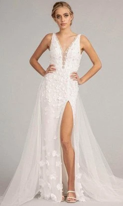 GLS By Gloria GL3011 - V-Neck Overskirt Prom Gown 28 GLS By Gloria GL3011 - V-Neck Overskirt Prom Gown