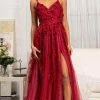GLS By Gloria GL3033 - Appliqued V-Neck Prom Gown