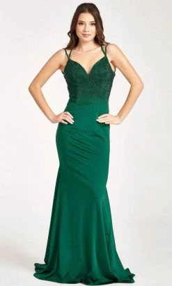 GLS By Gloria GL3036 - Sleeveless Beaded Jersey Evening Gown
