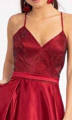 GLS By Gloria GL3040 - V-Neck Satin Formal Gown