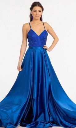 GLS By Gloria GL3040 - V-Neck Satin Formal Gown