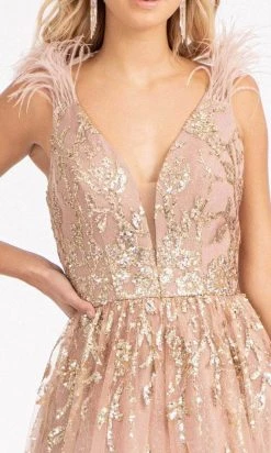 GLS By Gloria GL3048 - Sleeveless Feather A-line Dress