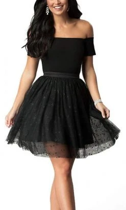 Harper And Lemon - 221111 Sleek Off-Shoulder Tulle A-line Dress Short Dresses