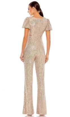 Ieena Duggal 11273 - Short Puffed Sleeves Jumpsuit