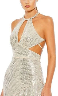 Ieena Duggal 11274 - Halter Cutout Asymmetric Evening Dress