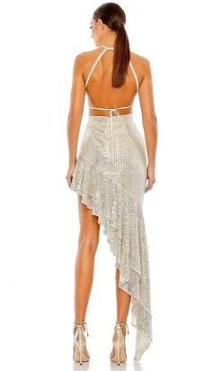 Ieena Duggal 11274 - Halter Cutout Asymmetric Evening Dress