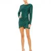 Ieena Duggal 11291 - Long Sleeve Fully Sequin Cocktail Dress