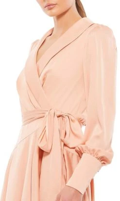 Ieena Duggal - 12514I Long Sleeve Wrap Satin Dress 13 Ieena Duggal - 12514I Long Sleeve Wrap Satin Dress