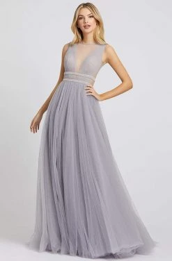 Ieena Duggal - 20188I Sheer Sleeveless High Neck A-Line Evening Gown