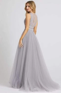 Ieena Duggal - 20188I Sheer Sleeveless High Neck A-Line Evening Gown