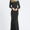 Ieena Duggal - 25926I Beaded High Neck Sheath Dress With Train