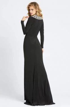 Ieena Duggal - 25926I Beaded High Neck Sheath Dress With Train