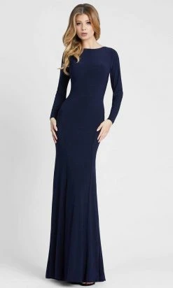 Ieena Duggal - 25929 Long Sleeve Cowl Back Long Gown