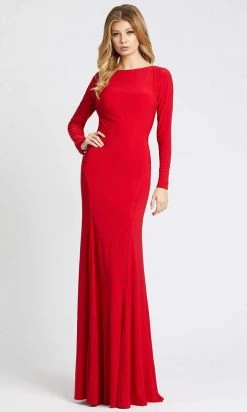 Ieena Duggal - 25929 Long Sleeve Cowl Back Long Gown
