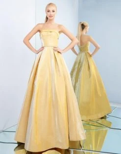 Ieena Duggal - 26009I Folded Off Shoulder Gilded Ballgown Mac Duggal