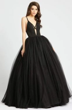 Mac Duggal Ieena Duggal - 26028I Sleeveless V-neck Ballgown With Low V-back