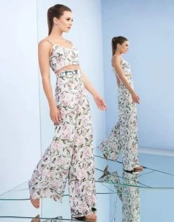 Ieena Duggal - 26092I Two Piece Sequined V-Neck Jumpsuit