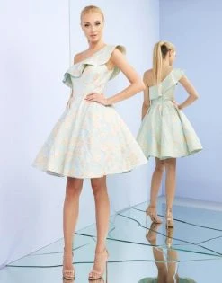 Mac Duggal Ieena Duggal - 26098I Asymmetrical Ruffled A-Line Cocktail Dress