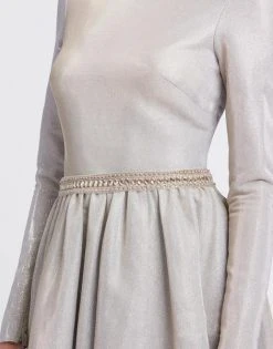 Ieena Duggal - 26125I Long Sleeves A-Line Gown With Slit