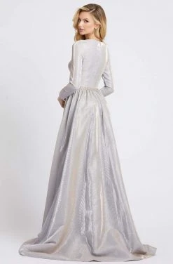 Ieena Duggal - 26125I Long Sleeves A-Line Gown With Slit