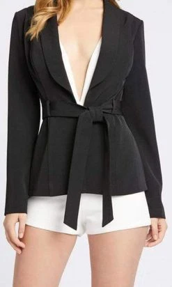 Ieena Duggal - 26142I Deep V-neck Romper With Blazer Mac Duggal