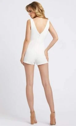 Ieena Duggal - 26142I Deep V-neck Romper With Blazer Mac Duggal