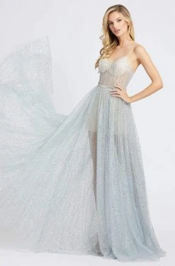 Ieena Duggal - 26186I V-neck Romper With A-line Overskirt