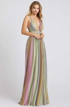 Mac Duggal Ieena Duggal - 26274I Plunging Bodice Pleated A-Line Gown