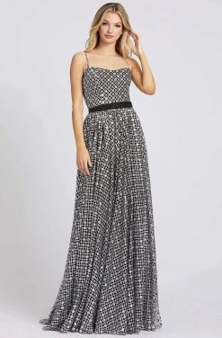 Mac Duggal Ieena Duggal - 26294I Metallic Geo-Pattern Sleeveless A Line Gown