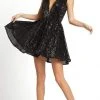 Ieena Duggal - 26306 Deep V-Neck Sequin A-Line Short Dress