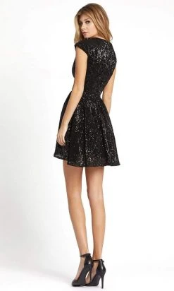 Ieena Duggal - 26306 Deep V-Neck Sequin A-Line Short Dress