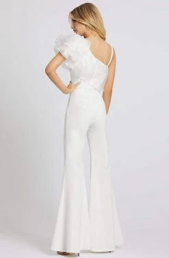 Ieena Duggal - 26314I Tiered Ruffle One Shoulder Bell Bottom Jumpsuit Mac Duggal