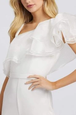 Ieena Duggal - 26314I Tiered Ruffle One Shoulder Bell Bottom Jumpsuit Mac Duggal