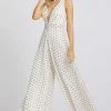 Ieena Duggal - 26315I Plunging Flared Polkadot Jumpsuit