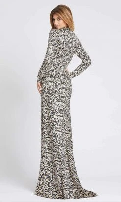 Ieena Duggal - 26370I Twist Front Leopard Print Gown