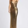 Ieena Duggal - 26408 Plunging Neck Lustrous Evening Gown