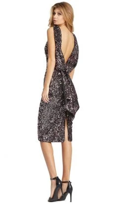 Ieena Duggal - 26438 High Bateau Neck Plunge Cowl Back Sequin Dress
