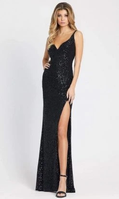 Ieena Duggal - 26443 Sleeveless Fitted High Leg Slit Sequin Gown