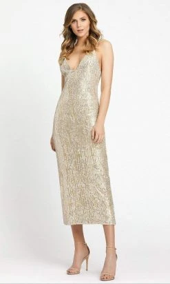 Ieena Duggal - 26447 Dual Toned Sequin Fitted Mid-Length Dress 7 Ieena Duggal - 26447 Dual Toned Sequin Fitted Mid-Length Dress