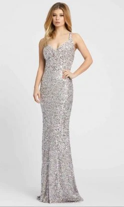 Ieena Duggal - 26469I Sleeveless V-Neck Shimmer Sequin Gown Mac Duggal