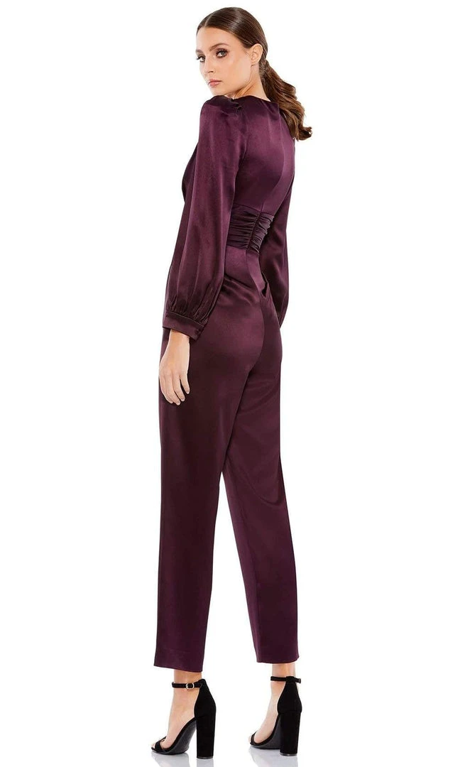 Ieena Duggal - 2647 Plunging V Neckline Long Sleeve Jumpsuit 4 Ieena Duggal - 2647 Plunging V Neckline Long Sleeve Jumpsuit