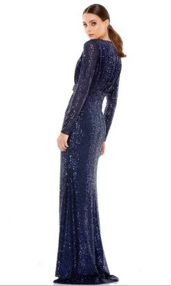Ieena Duggal - 26490I Long Sleeve Sequin Ornate Dress