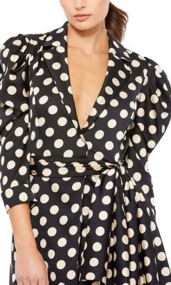 Ieena Duggal - 26499 Quarter Sleeve Polkadot Sheath Dress