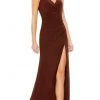 Ieena Duggal - 26513 Sleeveless V-Neck High Leg Slit Fitted Gown