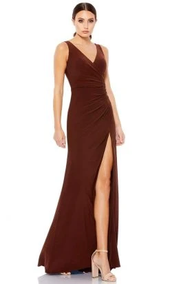 Ieena Duggal - 26513 Sleeveless V-Neck High Leg Slit Fitted Gown