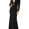 Ieena Duggal - 26514 Long Sleeve Fitted Gown With Plunging Neckline 1 Ieena Duggal - 26514 Long Sleeve Fitted Gown With Plunging Neckline